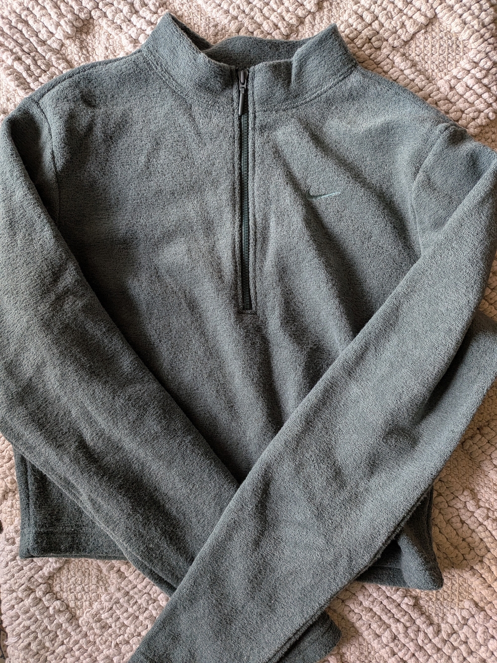 Nike Men's Half-Zip Fleece Pullover in Olive Green